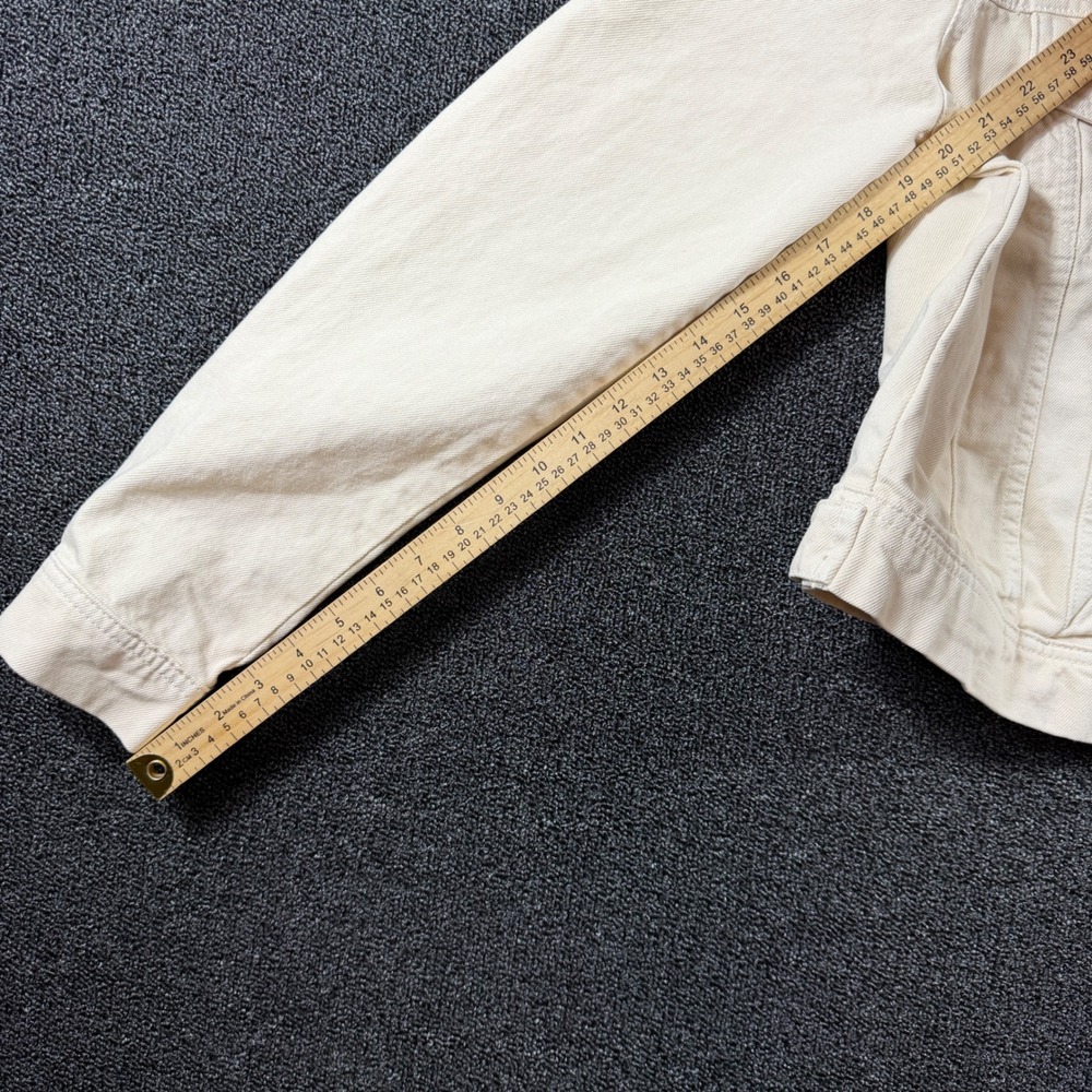 We‎ The Free Cream Denim Jacket Women's S Oversized Trucker Jean Coastal Utility - Picture 6 of 8